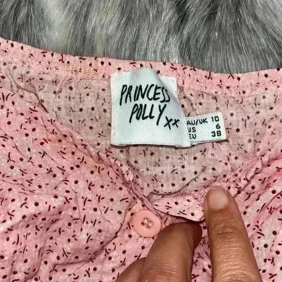 Princess Polly The Laura Top Puff Short Sleeve Floral Pink Cropped Top sz 6 - Picture 4 of 7